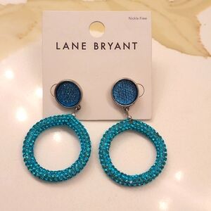 NEW Lane Bryant turquoise blue glitzy dangle earrings